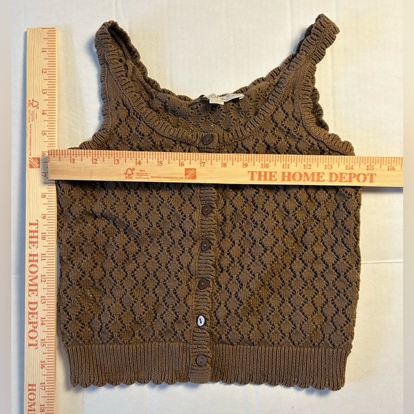LOFT Chocolate Knit Button-Up Tank - Picture 3 of 5
